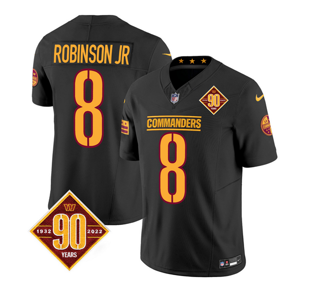 Men's Washington Commanders #8 Brian Robinson Black 2023 F.U.S.E. 90th Anniversary Vapor Limited Football Stitched Jersey